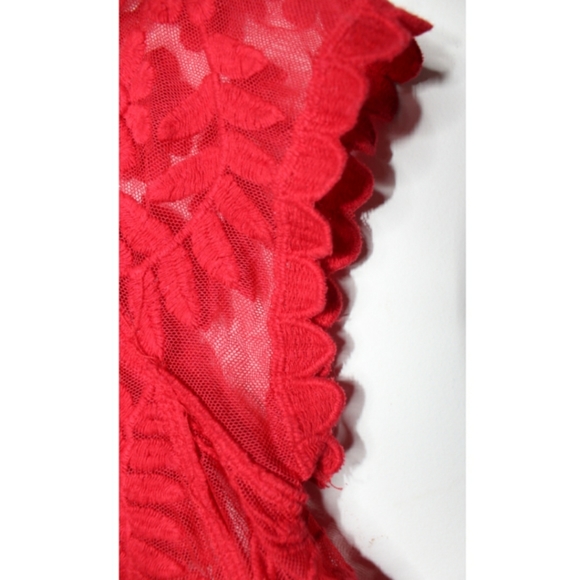 Express Red Coachella Lace Short Sleeve Top Small - Picture 5 of 6